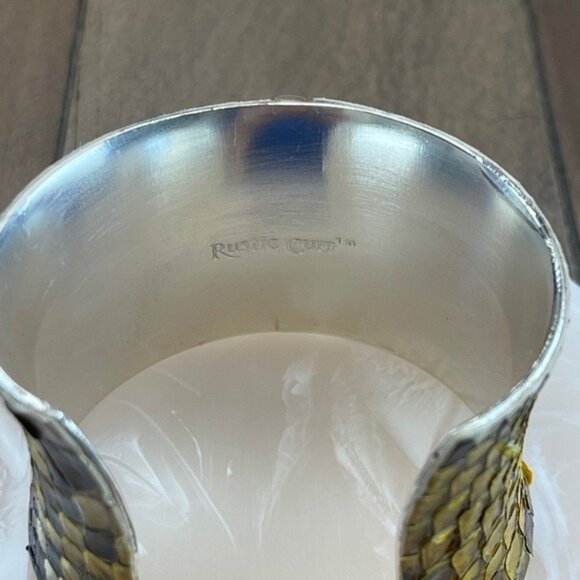 Rustic Cuff Snake Print Wide Silver Cuff Bracelet - Picture 7 of 15